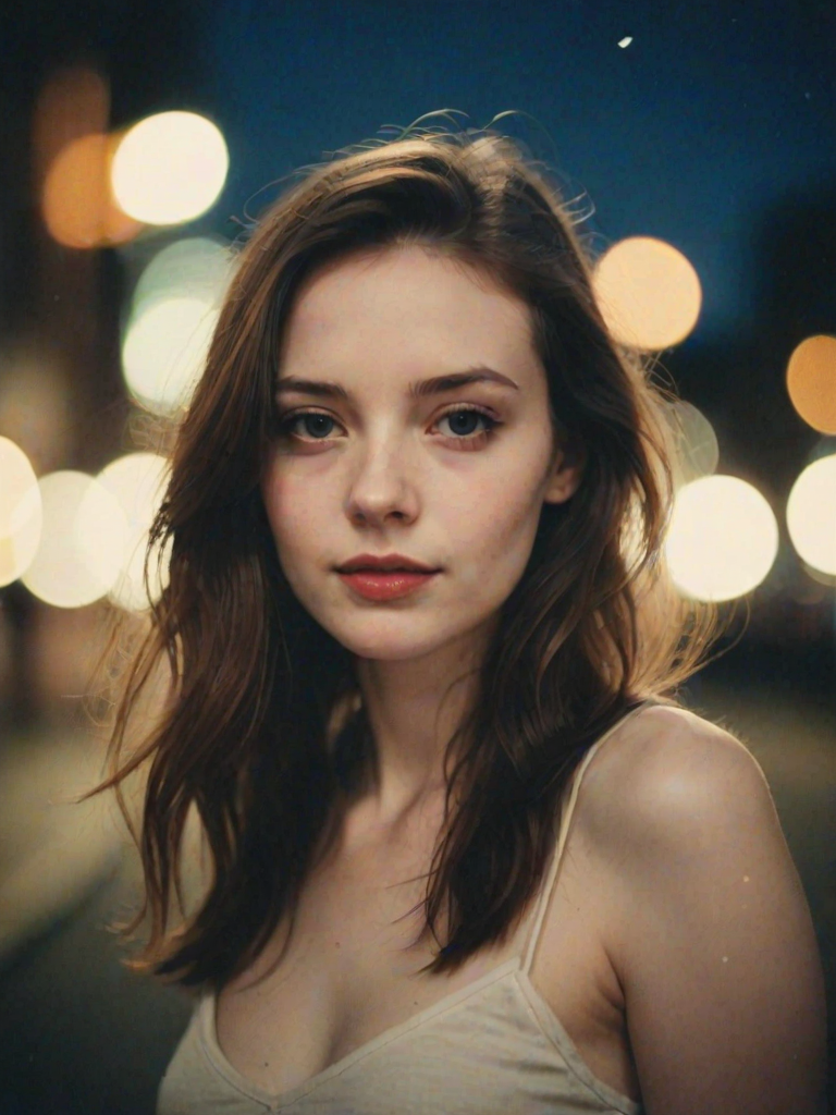 polaroid photo, night photo, photo of 24 y.o beautiful woman, pale skin, bokeh, motion blur