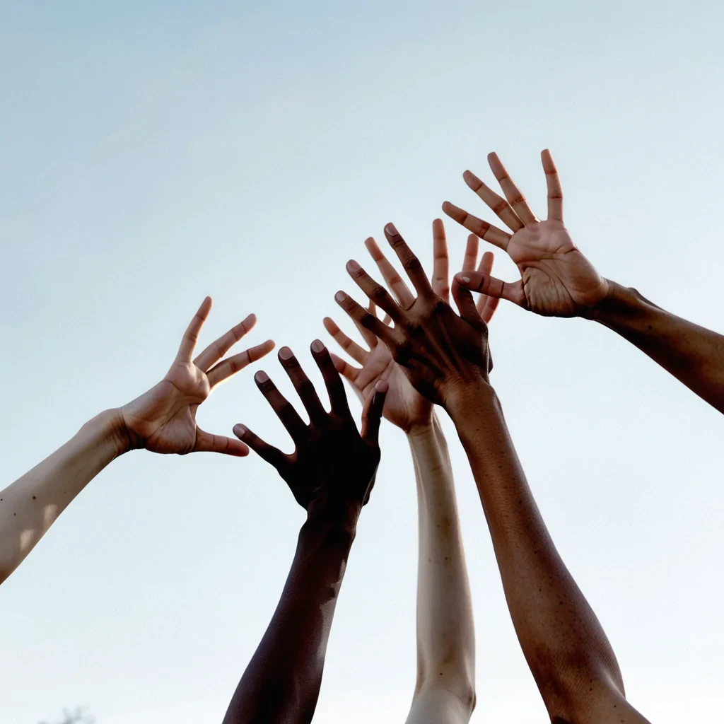 hands reaching