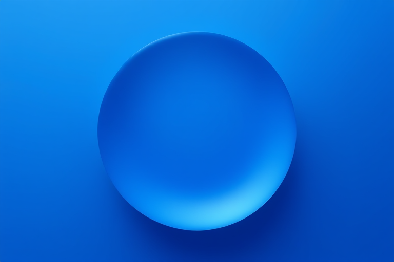 Create a high-resolution image of a smooth blue circular shape with a gradient effect, captured with a DSLR camera at f/8 aperture, ISO 100, 50mm focal length, shot from a frontal view using a soft focus style.