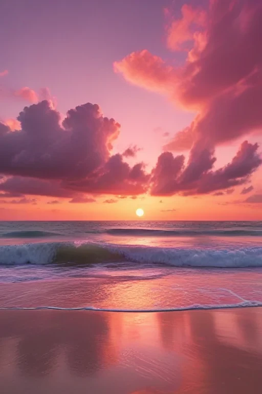 pink beach sunset