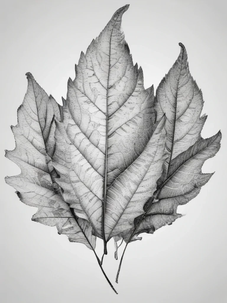 leaves clip art black and white