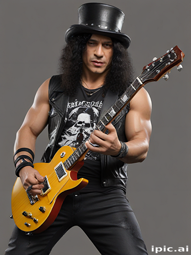 Rocking Out: A Guitarist in a Top Hat Showcasing Incredible Talent