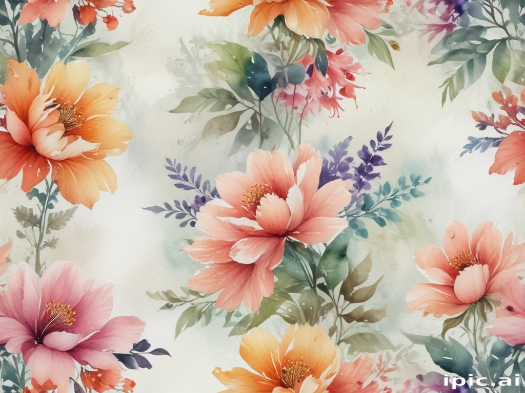 Vibrant Floral Pattern Featuring Lush Blooms and Delicate Greenery ...