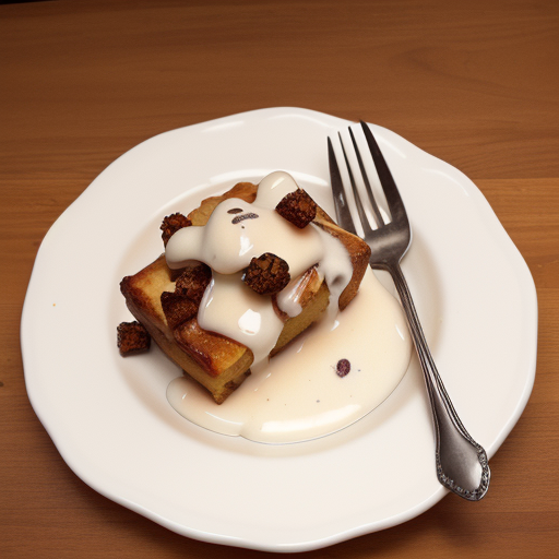 bread pudding with vanilla sauce