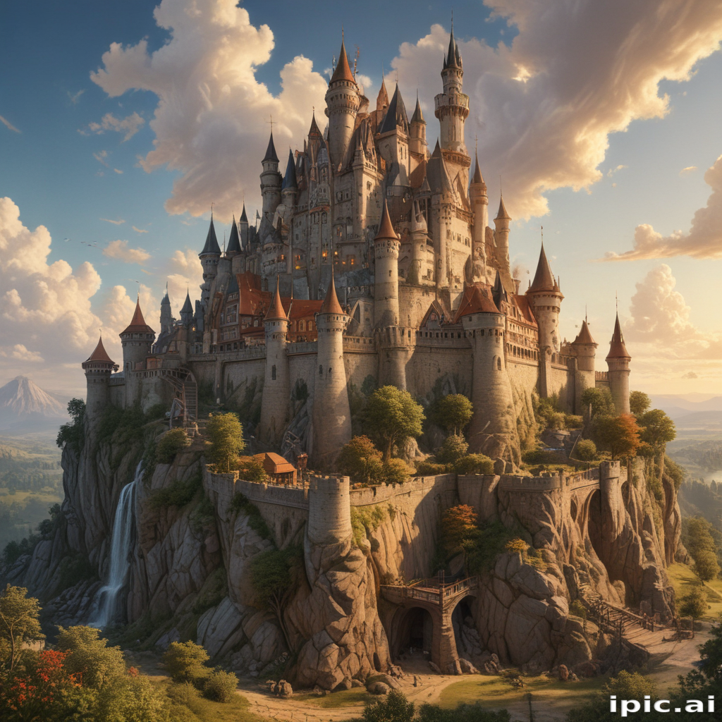 Majestic Castle Perched on a Mountain Surrounded by Lush Greenery and ...