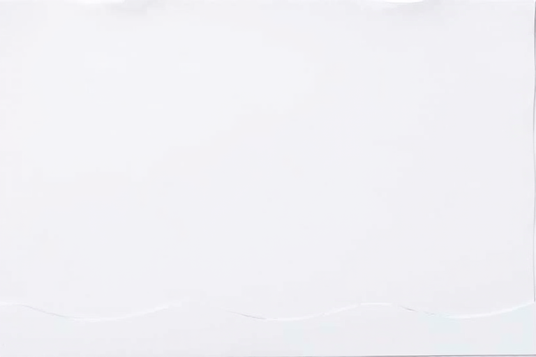 Create a blank white sheet of paper with a slight curve at the top and a wave-like border at the bottom.
