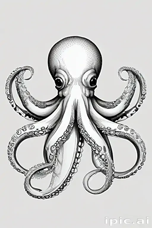 octopus clipart black and white