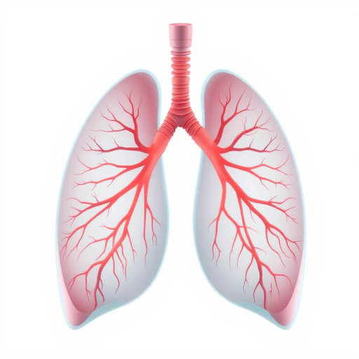 Create a high-resolution illustration of human lungs, using a Canon EOS R5 camera with a 50mm f/1.2 lens, shot from a straight-on view with soft lighting and a neutral background for clarity.