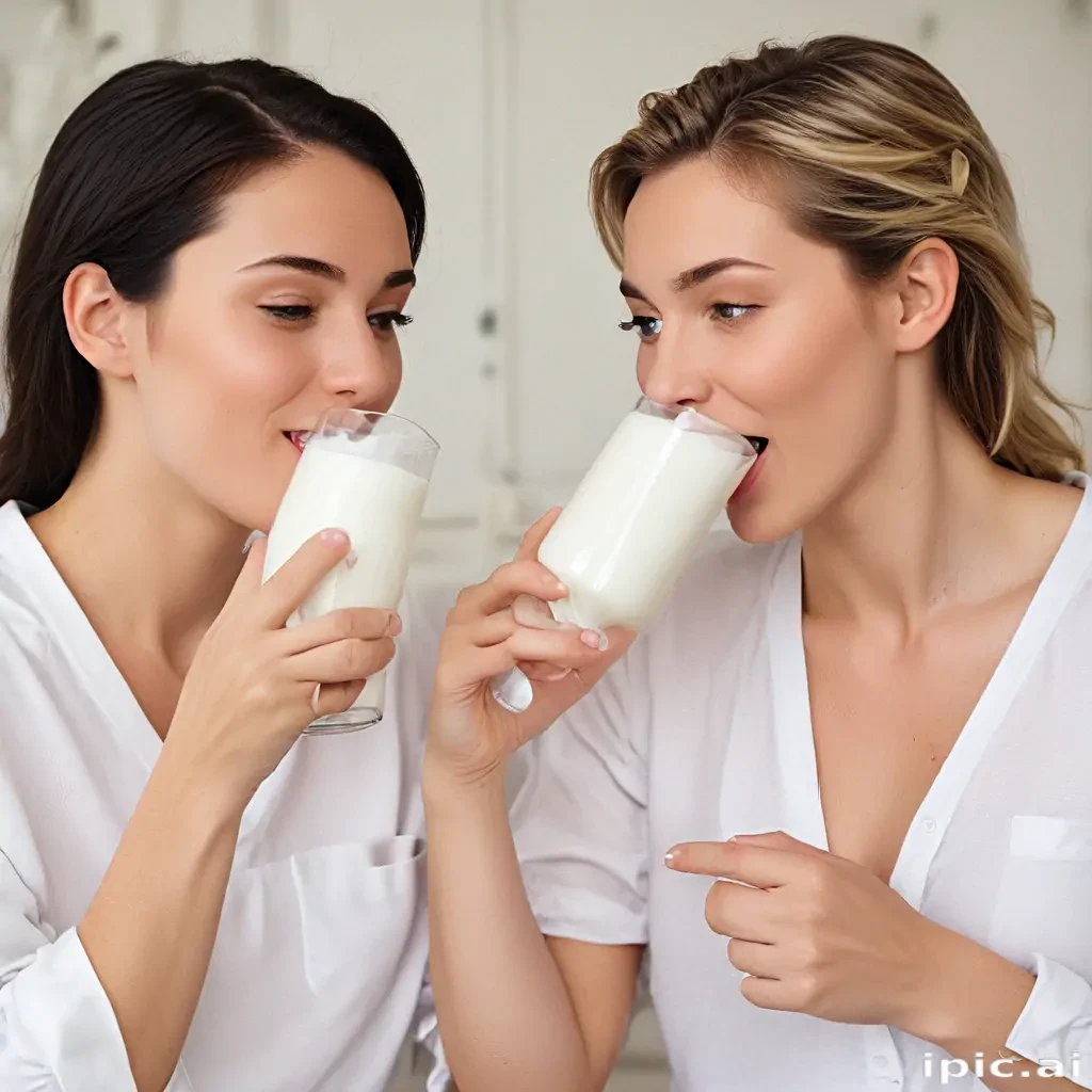 lesbians drinking milk
