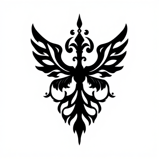 Create a high-resolution image of a black silhouette design against a white background, shot with a DSLR camera at ISO 100, f/2.8 aperture, 50mm lens, using a shallow depth of field for enhanced detail.