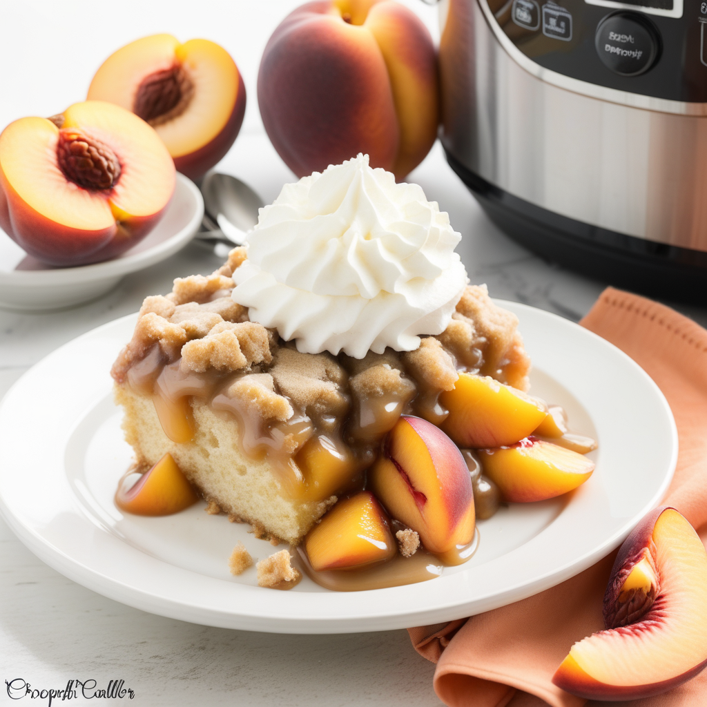 crockpot peach cobbler cake mix