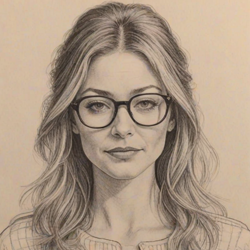 Lovely Rebecca Gayheart, pencil sketch, portrait of Sublime woman 1974s in glasses, hair style beatnik, outline, clear lines, fine lines, 8k