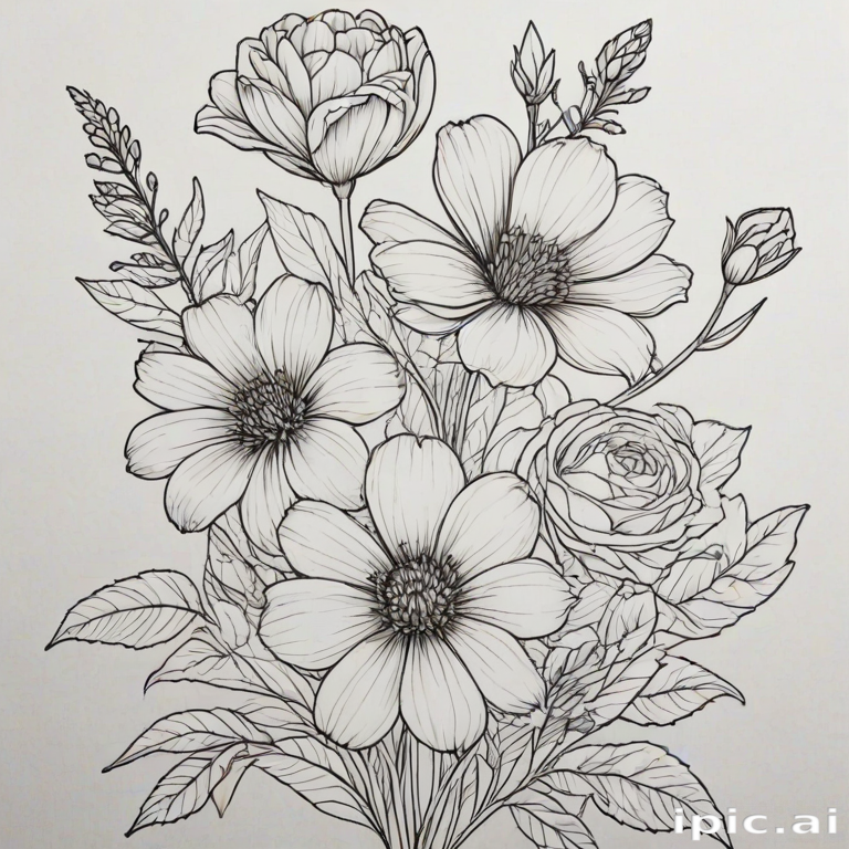 line work flowers