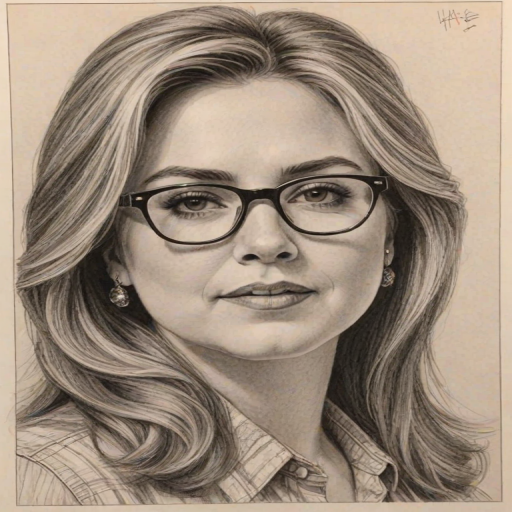 Superb Hillary Scott, pencil sketch, portrait of Captivating woman 1978s in glasses, hair style beatnik, outline, clear lines, fine lines, 8k