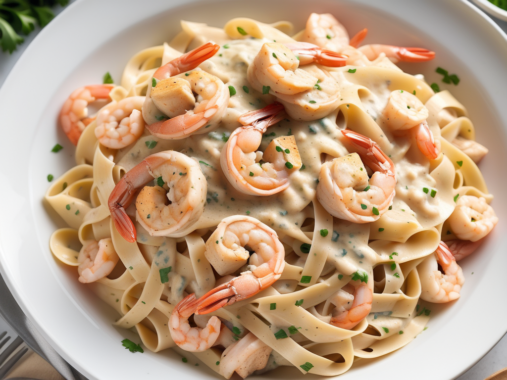 cajun chicken and shrimp fettuccine alfredo