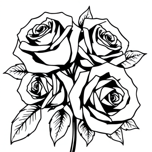 roses clipart black and white