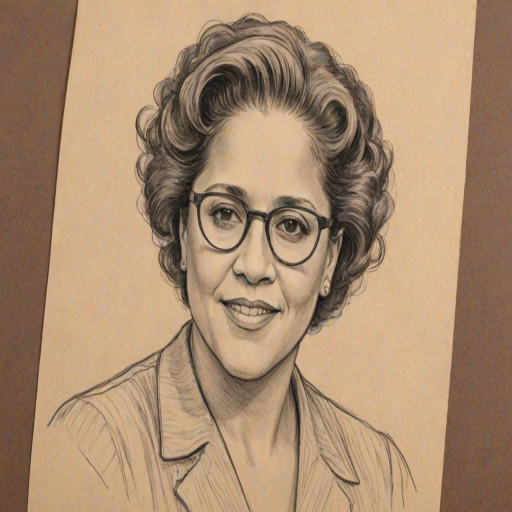 Fetching Anna Deavere Smith, pencil sketch, portrait of Enticing woman 1930s in glasses, hair style beatnik, outline, clear lines, fine lines, 8k