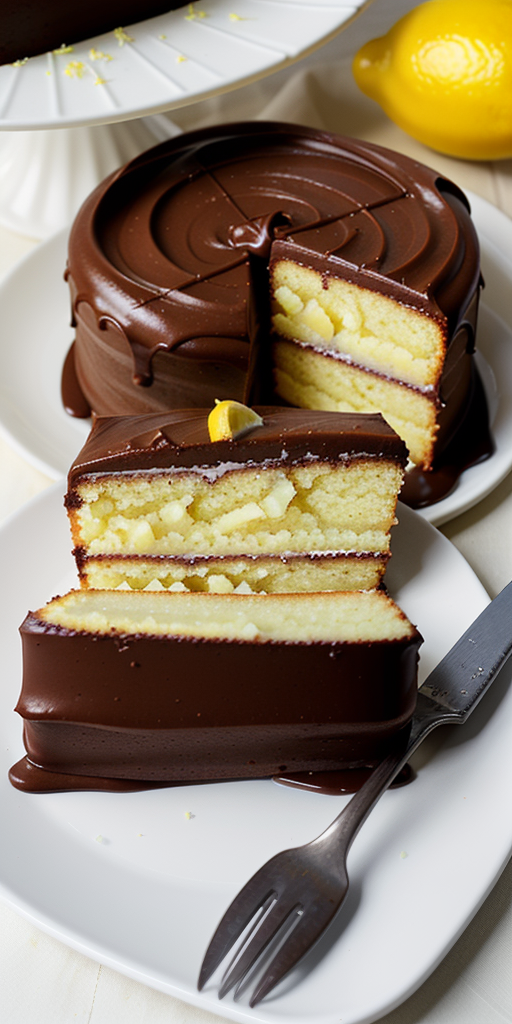 lemon cake with chocolate frosting