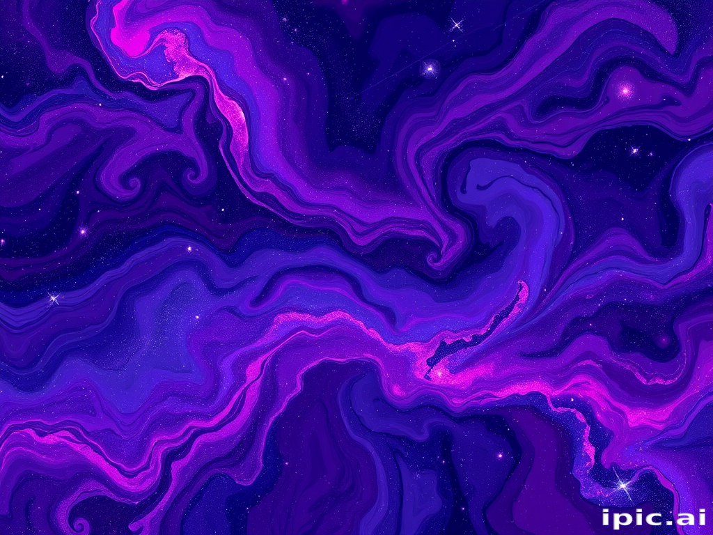 Galactic nebula swirls of deep purples, blues, and pinks blend seamlessly in a long, flowing style with glittering stardust accents, invoking the wonders of the cosmos