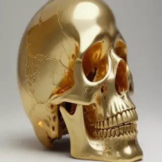 transparent gold skull