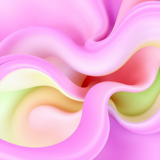 Create a smooth, vibrant abstract design featuring intertwining fluid shapes in pastel colors of pink, purple, and green with soft gradients, using a wide-angle lens at f/2.8, ISO 100, and 1/60s shutter speed for a high-quality digital composition.