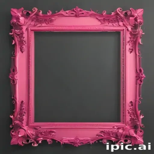 Pink Realistic Frame Vibrant Pink Ornate Picture Frame Ready for a Stunning Artwork Display