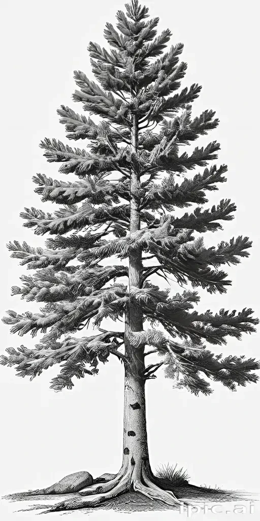 black and white pine tree clipart