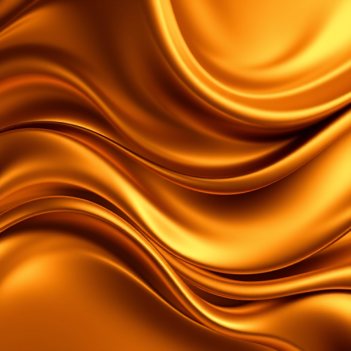 Generate an abstract image of flowing metallic brown and gold waves, with smooth curves and gradients, using a DSLR camera with a 50mm lens, aperture set to f/1.8, ISO 100, and a soft focus effect.