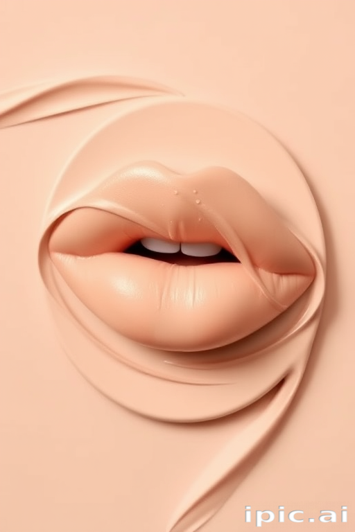 Luxurious "Cashmere Kiss" lip cream in neutral beige, silky-smooth texture with a comfortable matte finish, perfect for sophisticated everyday wear