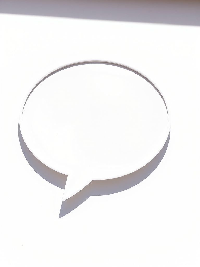 Create a bright speech bubble with sharp, defined edges and a playful design, captured with a high-resolution DSLR camera at f/2.8 aperture, 50mm lens, 1/250s shutter speed, in natural light from an overhead source for enhanced clarity and contrast.