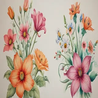 colored drawings of flowers