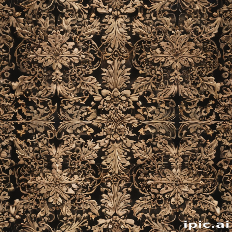 Elegant Floral Patterns in Rich Gold and Deep Black Background Design