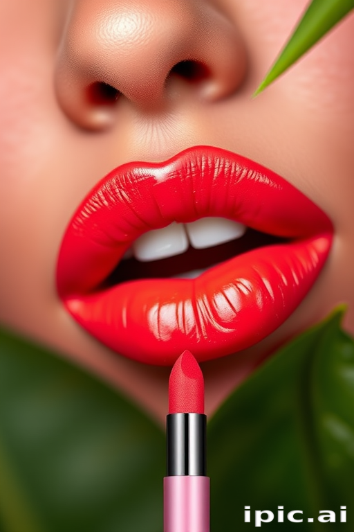 Exotic "Tropical Sunset" ombré lip color gradient from coral to magenta, innovative dual-ended applicator for effortless blending, creating dimensional looks
