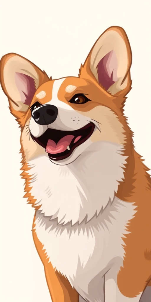 Generate a high-resolution illustration of a happy corgi with a joyful expression, use a 50mm lens at f/1.8 for a shallow depth of field, capture in natural light, and apply a vintage style for an artistic effect.