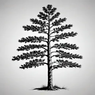 pine tree clip art black and white