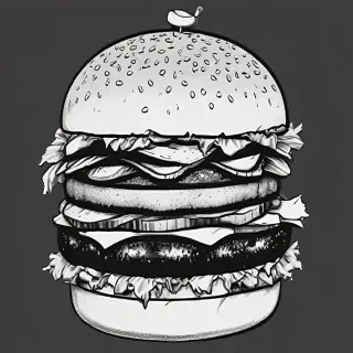 burger clipart black and white