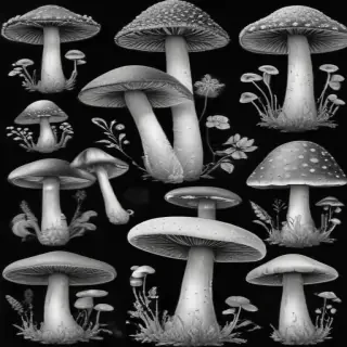 mushroom clipart black and white