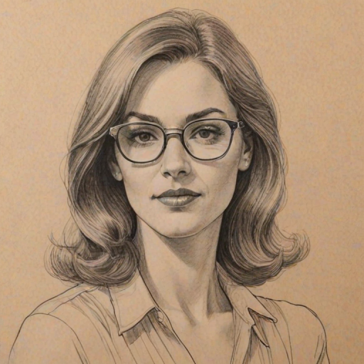 Enticing Hattie Winston, pencil sketch, portrait of Enchanting woman 1975s in glasses, hair style beatnik, outline, clear lines, fine lines, 8k