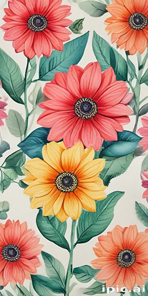 flower drawings with color