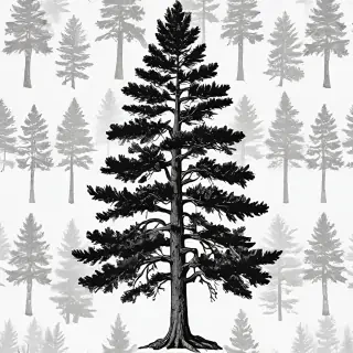 black and white pine tree clipart