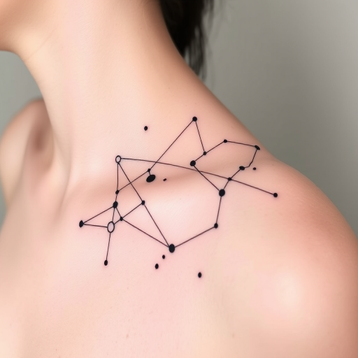 Minimalist linework tattoo dubbed "Ethereal Threads" consisting of a series of continuous, flowing lines that create abstract representations of celestial bodies and constellations with negative space