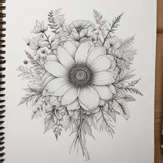 aesthetic flowers drawing