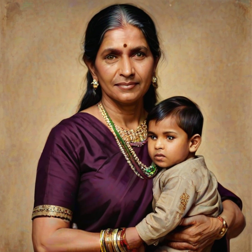mom and son indian