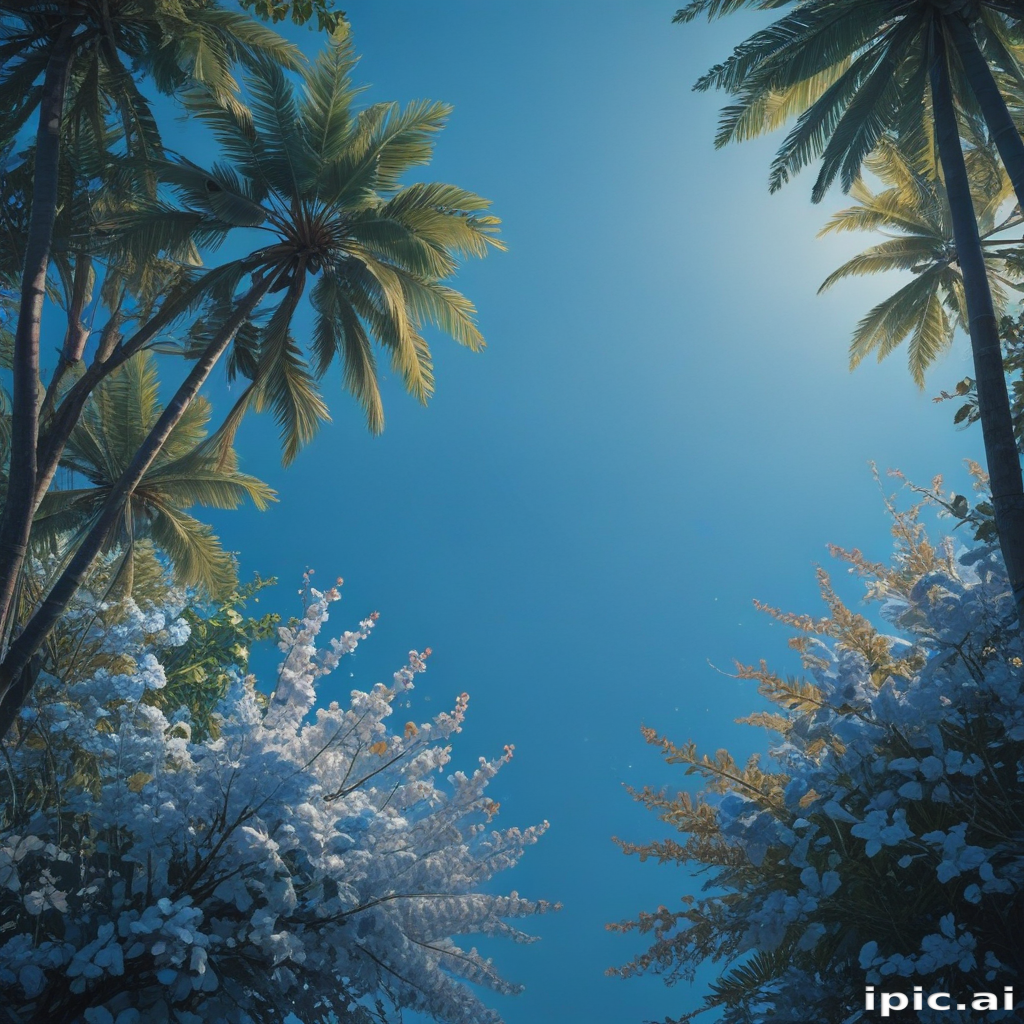 Serene View of Lush Palm Trees Against a Clear Blue Sky