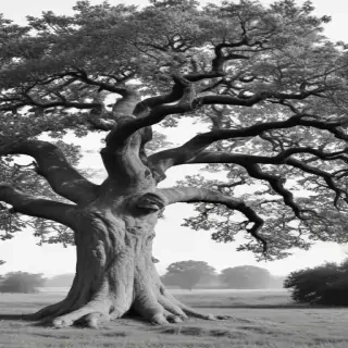 oak tree clipart black and white