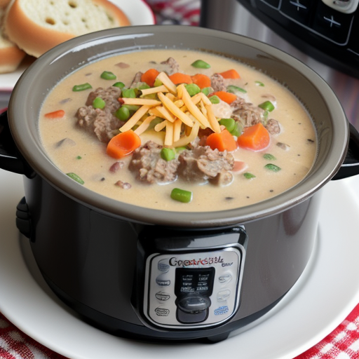 crockpot creamy potato & hamburger soup