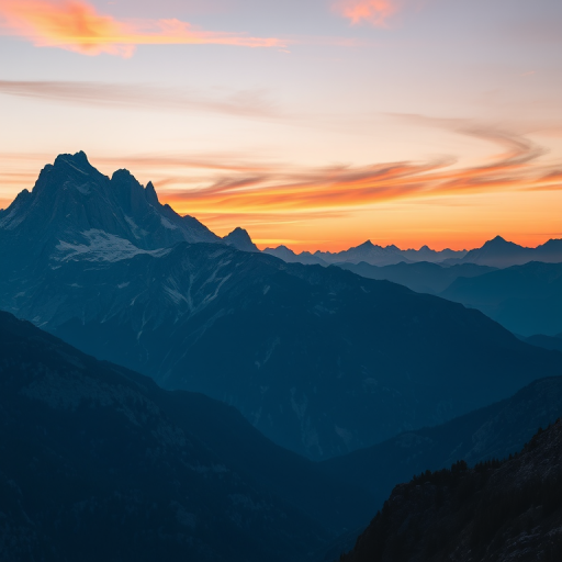 Generate a high-resolution image of a majestic mountain landscape during sunset, using a Canon EOS R5 with a 24-70mm f/2.8 lens, aperture set to f/11, ISO 100, and a shutter speed of 1/125 seconds, capturing a wide-angle view with vibrant colors and detailed textures.