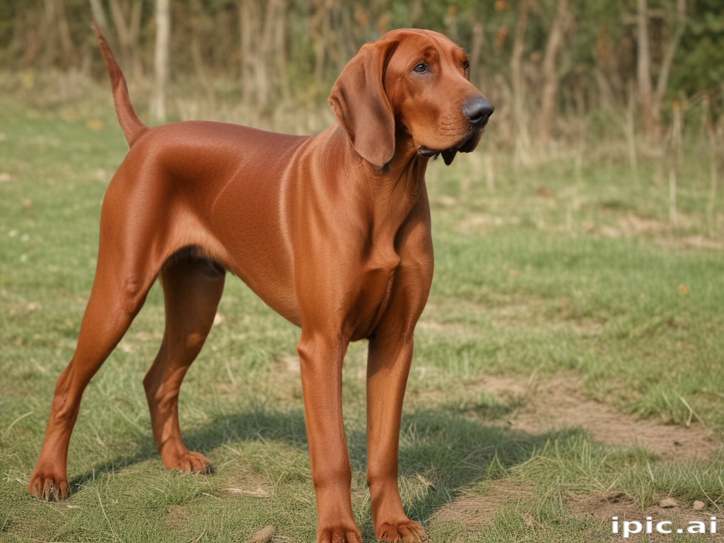 A Majestic Brown Dog Standing Proudly in a Lush Green Field