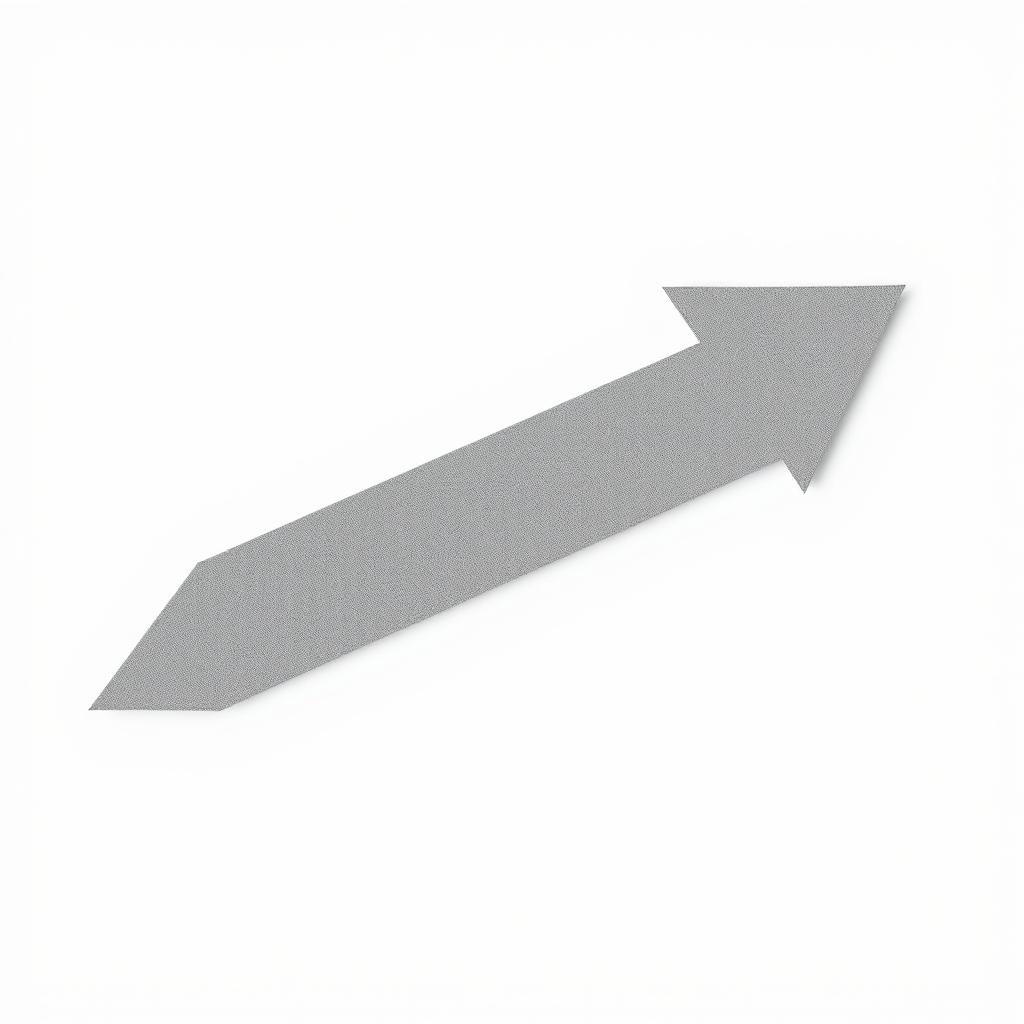 Create a high-resolution image of a bold, minimalist gray arrow design pointing to the left on a white background, shot with a DSLR camera at f/4 aperture, ISO 100, 50mm lens, natural lighting, and a shallow depth of field.