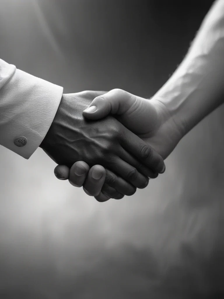 handshake black and white